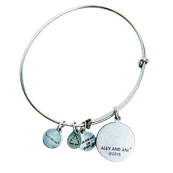 Alex and Ani Silver Tone Mom Sliding Charm Bangle Bracelet - Picture 2 of 2